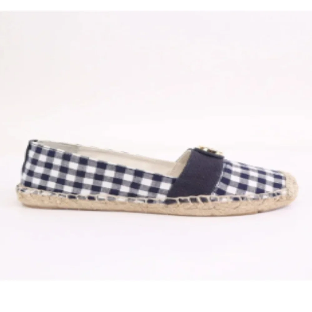 Tory Burch Beacher Brigh Navy Espidrilles Flats Jute Leather Designer #715 - Picture 13 of 16